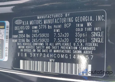 2021 Kia Telluride Ex from USA, damaged, VIN 5XYP34HC0MG144157